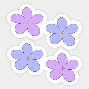 Hand drawn pastel color cartoon flowers Sticker